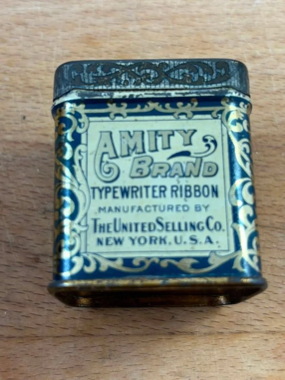 Vintage Amity Brand Typewriter Ribbon Tin Purple Copy New York USA - Picture 2 of 7
